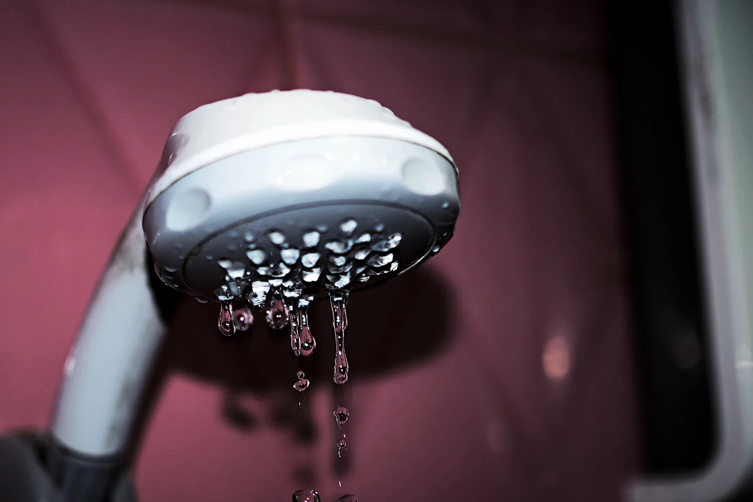 A shower head running at weak pressure